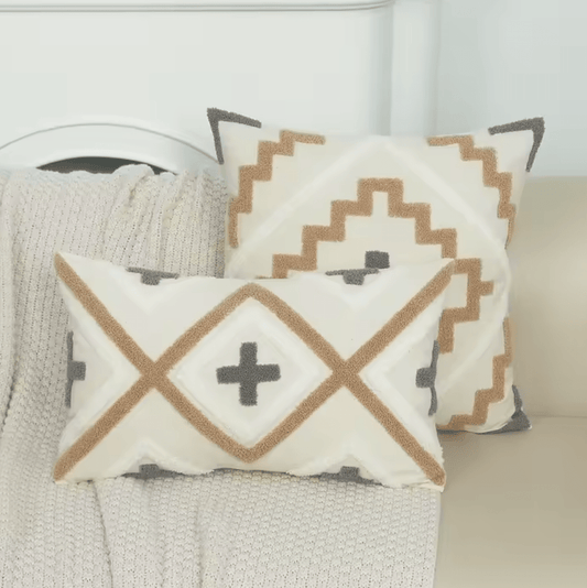 Moroccan style beige embroidered cushion pillowcase - Dress By Vicky