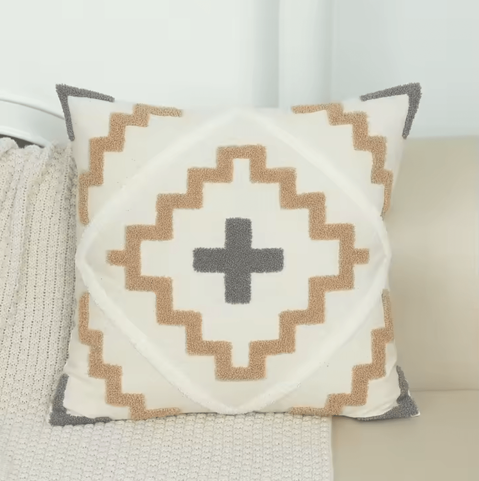 Moroccan style beige embroidered cushion pillowcase - Dress By Vicky