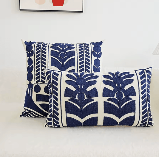 Moroccan style blue embroidered cushion pillowcase - Dress By Vicky