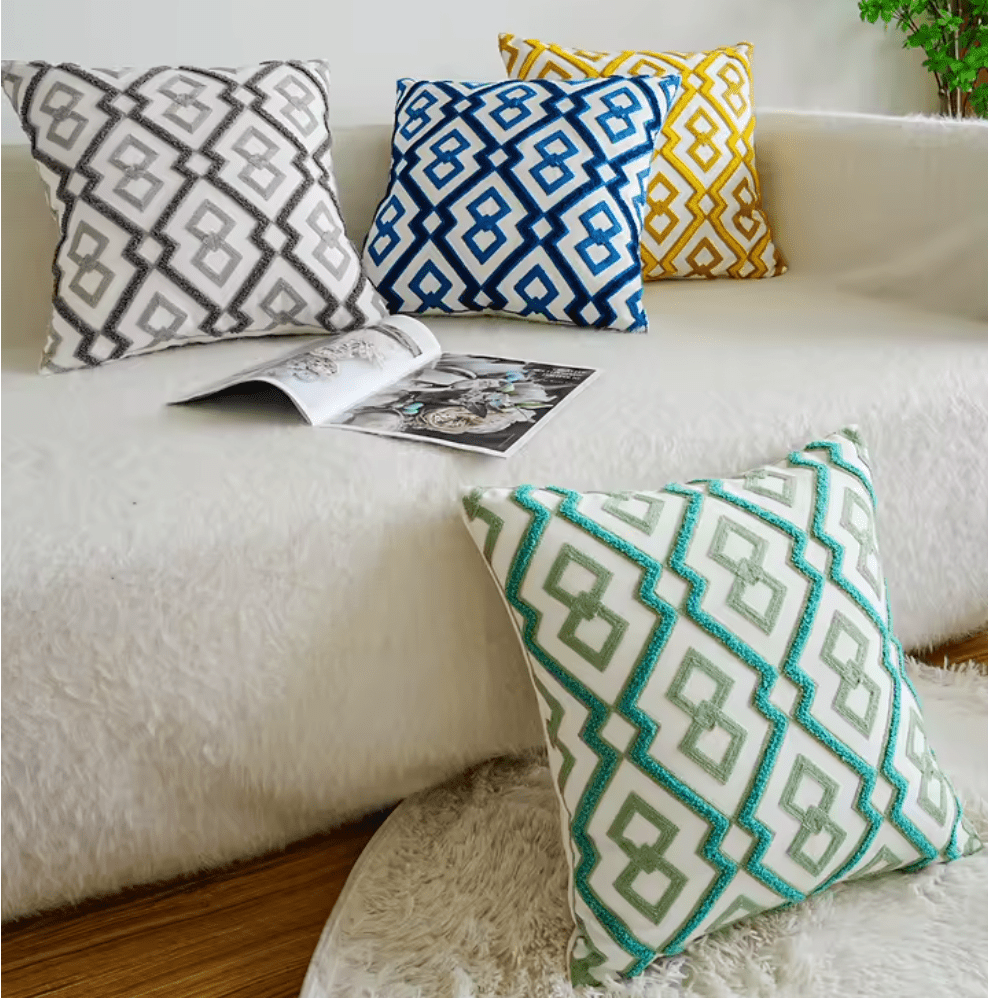 Moroccan style green embroidered cushion pillowcase - Dress By Vicky