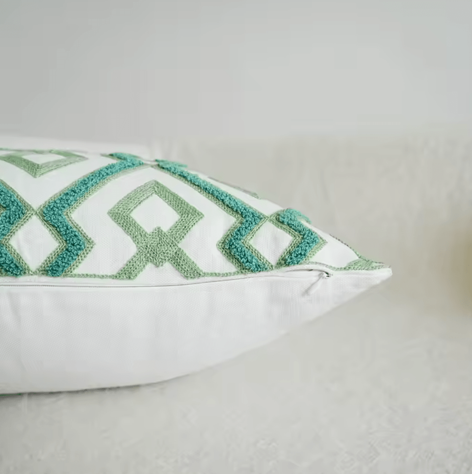 Moroccan style green embroidered cushion pillowcase - Dress By Vicky