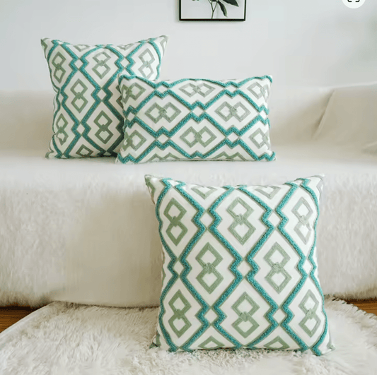 Moroccan style green embroidered cushion pillowcase - Dress By Vicky