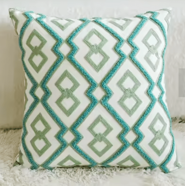 Moroccan style green embroidered cushion pillowcase - Dress By Vicky