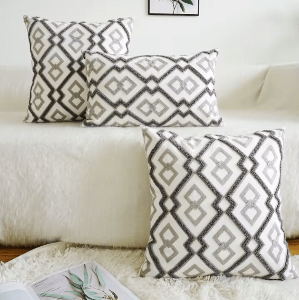 Moroccan style grey embroidered cushion pillowcase - Dress By Vicky