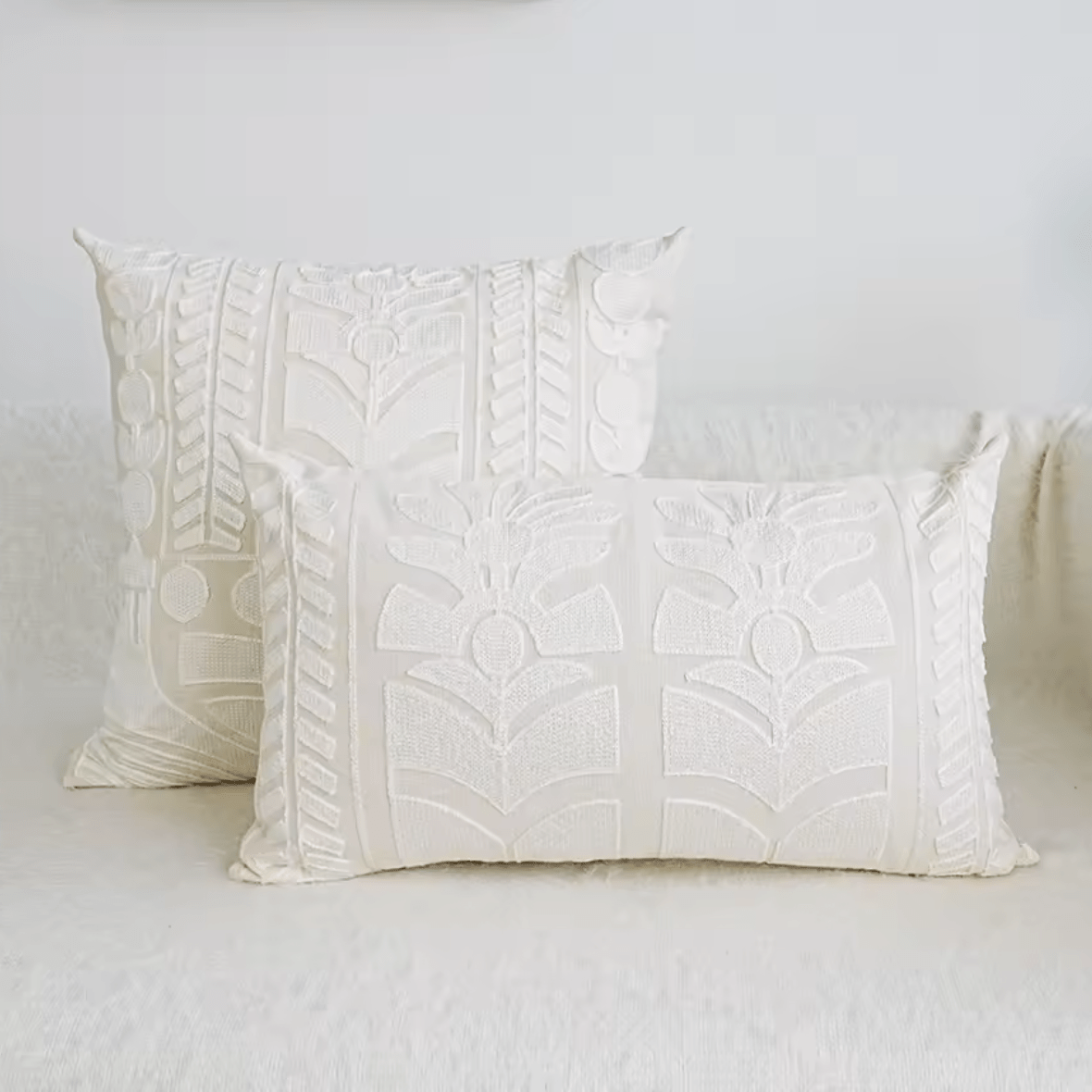 Moroccan style white embroidered cushion pillowcase - Dress By Vicky