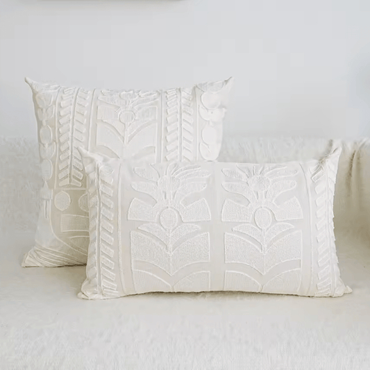 Moroccan style white embroidered cushion pillowcase - Dress By Vicky