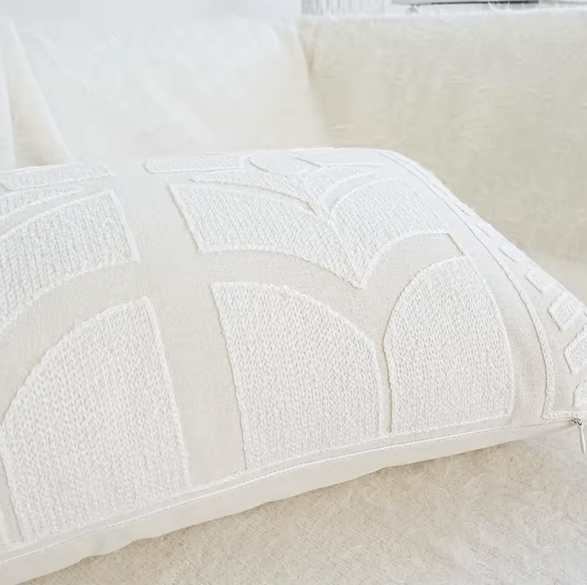 Moroccan style white embroidered cushion pillowcase - Dress By Vicky