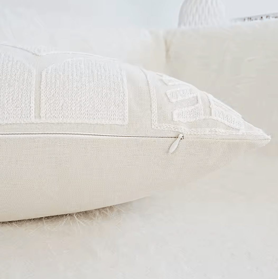 Moroccan style white embroidered cushion pillowcase - Dress By Vicky