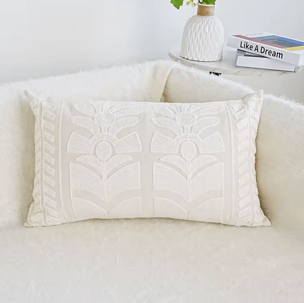 Moroccan style white embroidered cushion pillowcase - Dress By Vicky
