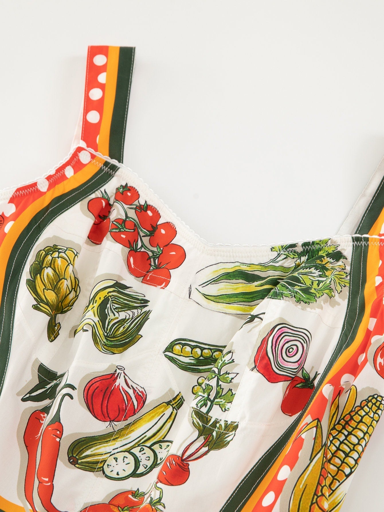 OUTLET: Italian Veggies print sleeveless cotton maxi dress, SIZE XL - Dress By Vicky