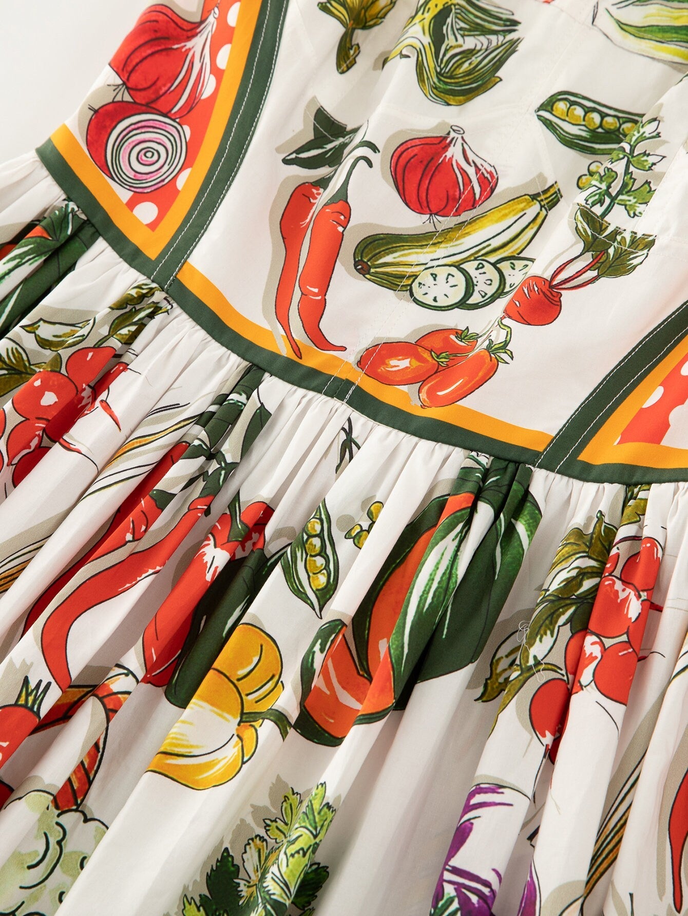 OUTLET: Italian Veggies print sleeveless cotton maxi dress, SIZE XL - Dress By Vicky