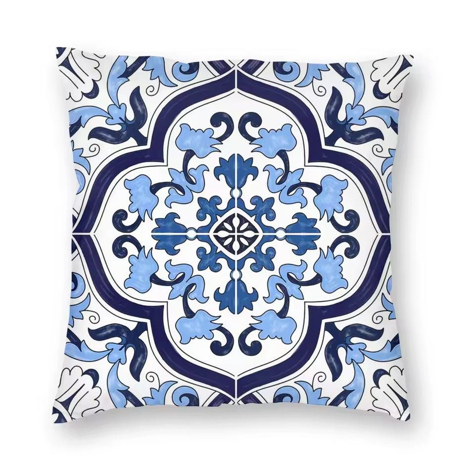 Porcelain majolica blue & navy cushion pillowcase - Dress By Vicky
