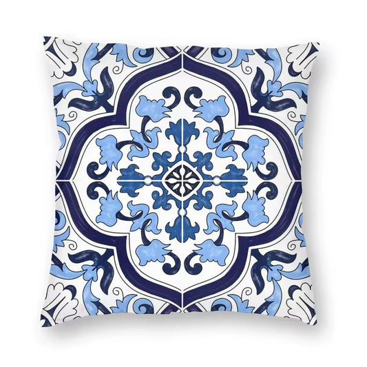 Porcelain majolica blue & navy cushion pillowcase - Dress By Vicky