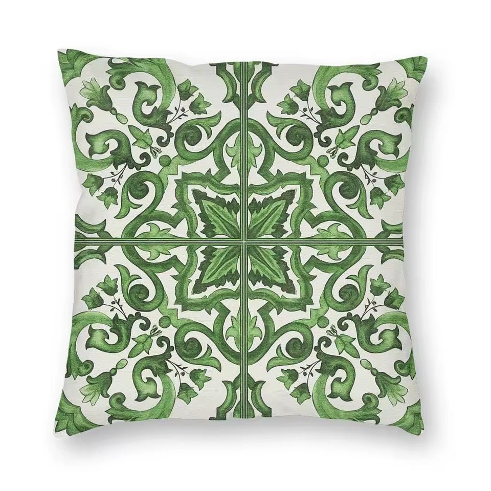 Porcelain majolica grass green cushion pillowcase - Dress By Vicky
