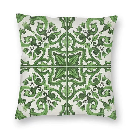 Porcelain majolica grass green cushion pillowcase - Dress By Vicky