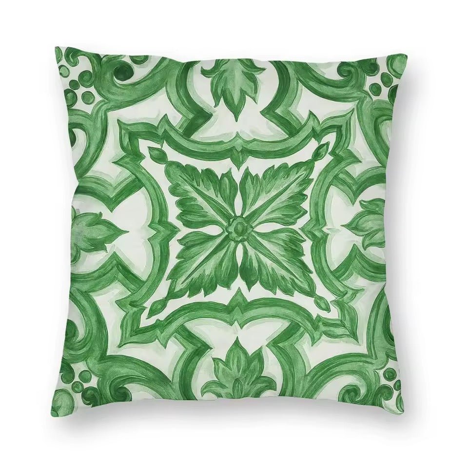 Porcelain majolica green cushion pillowcase - Dress By Vicky