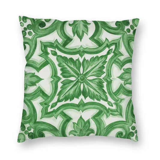 Porcelain majolica green cushion pillowcase - Dress By Vicky