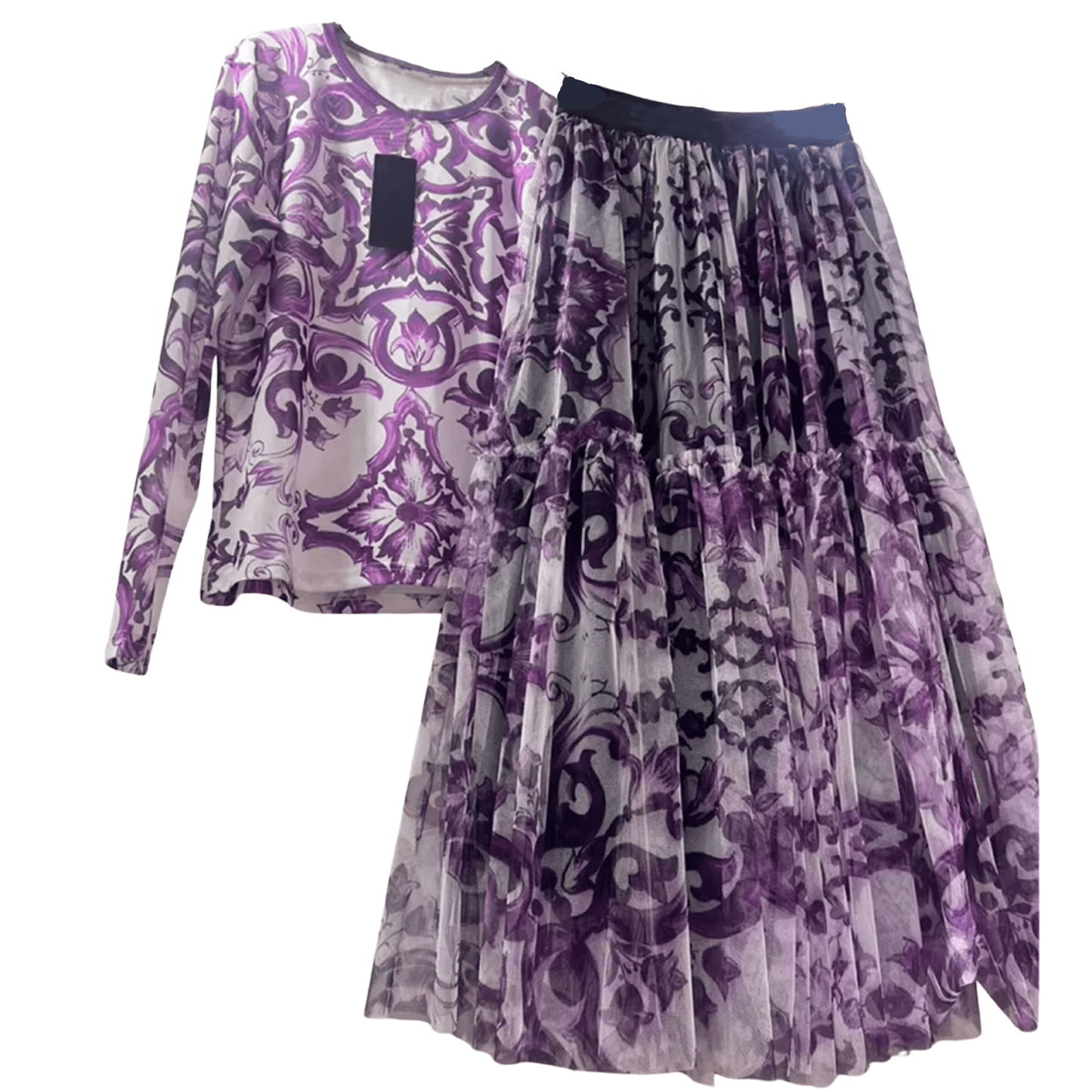 Purple Majolica Porcelain Mesh Skirt Set - Dress By Vicky