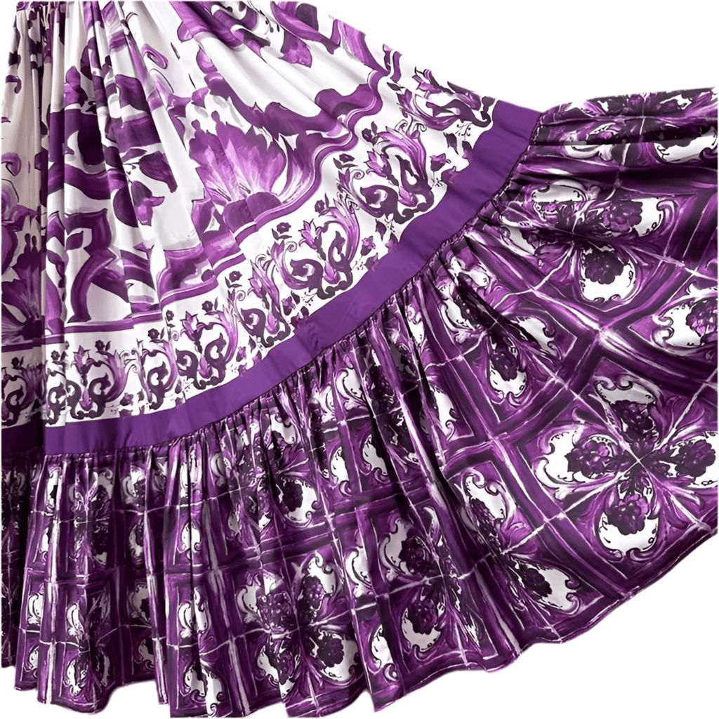Italian Purple Majolica print 100% cotton dress - Dress By Vicky