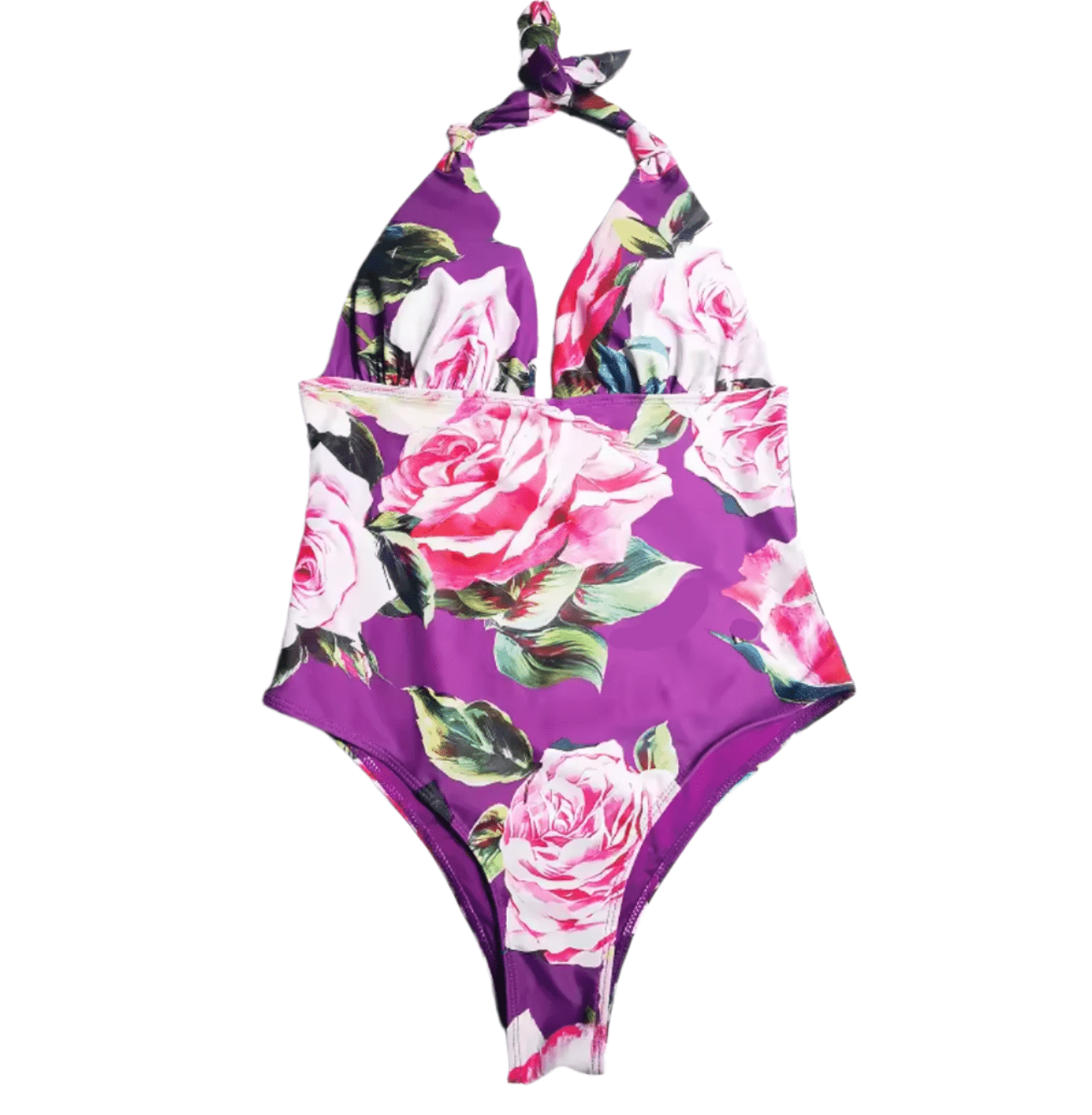 Purple roses print one piece swimsuit - Dress By Vicky