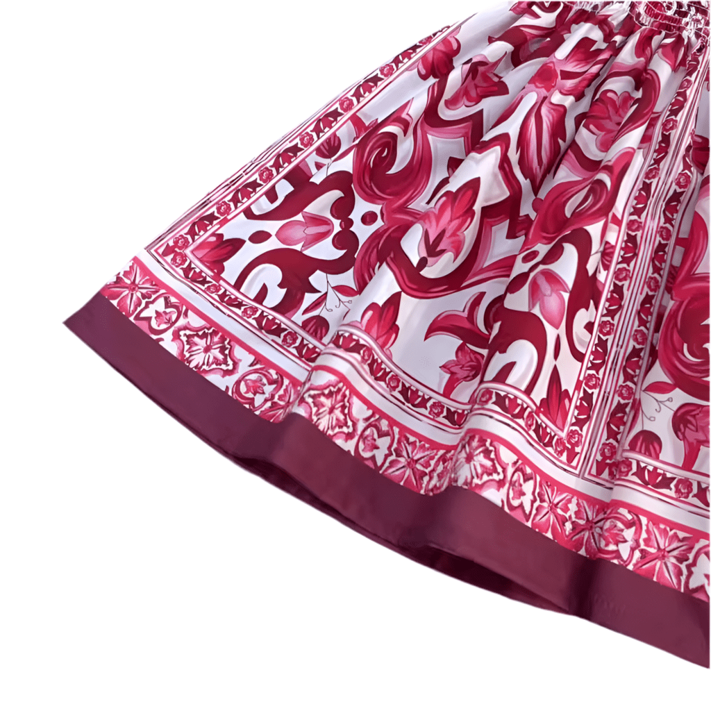 Red majolica print sleeveless kids dress - Dress By Vicky