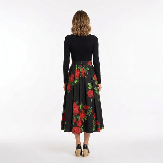 Falda midi de algodón siciliana Carretto