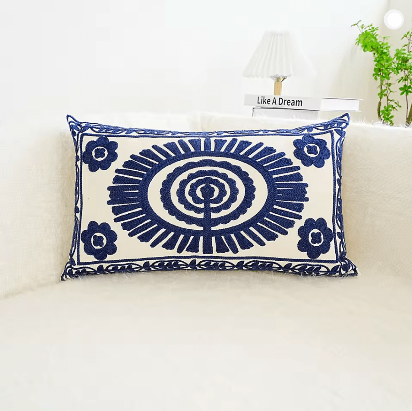 Tree Of Life blue embroidered cushion pillowcase - Dress By Vicky