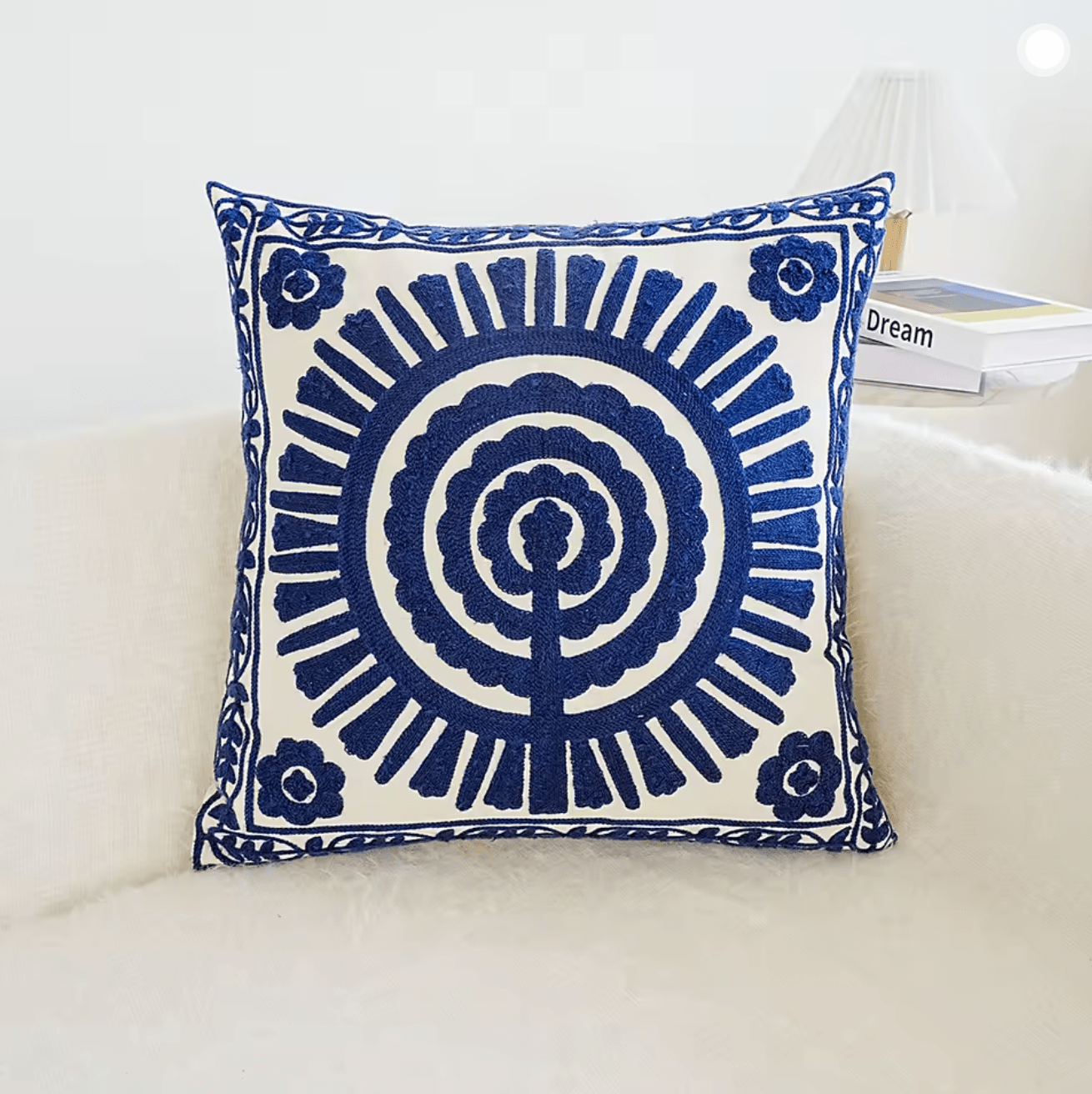 Tree Of Life blue embroidered cushion pillowcase - Dress By Vicky