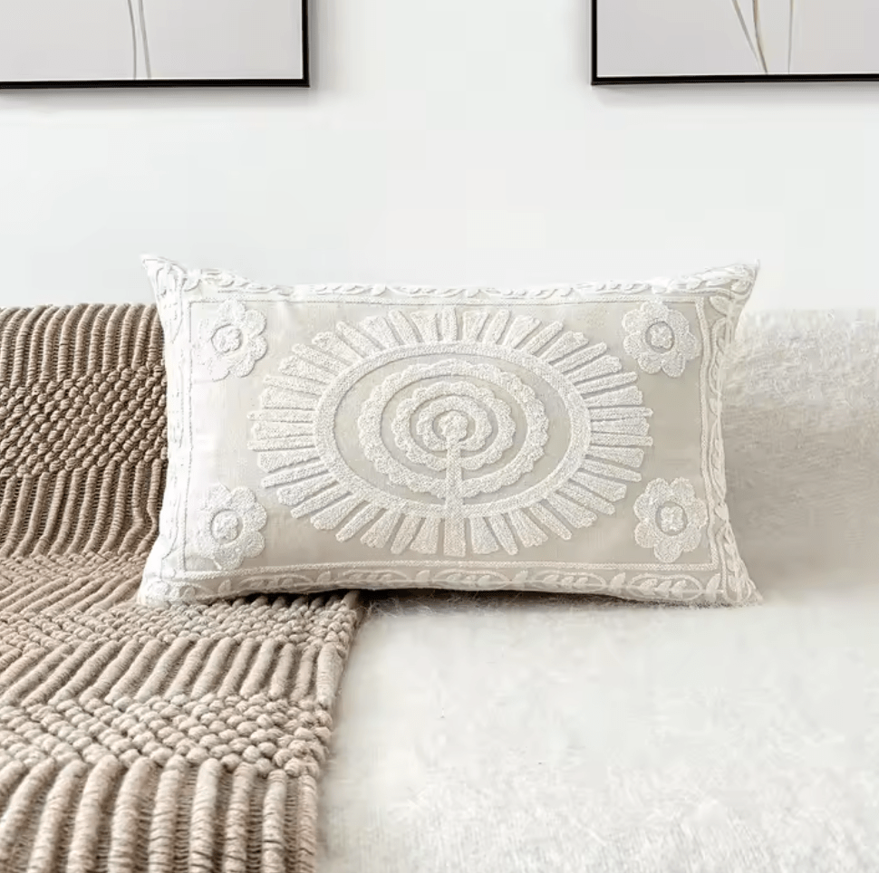 Tree Of Life white embroidered cushion pillowcase - Dress By Vicky