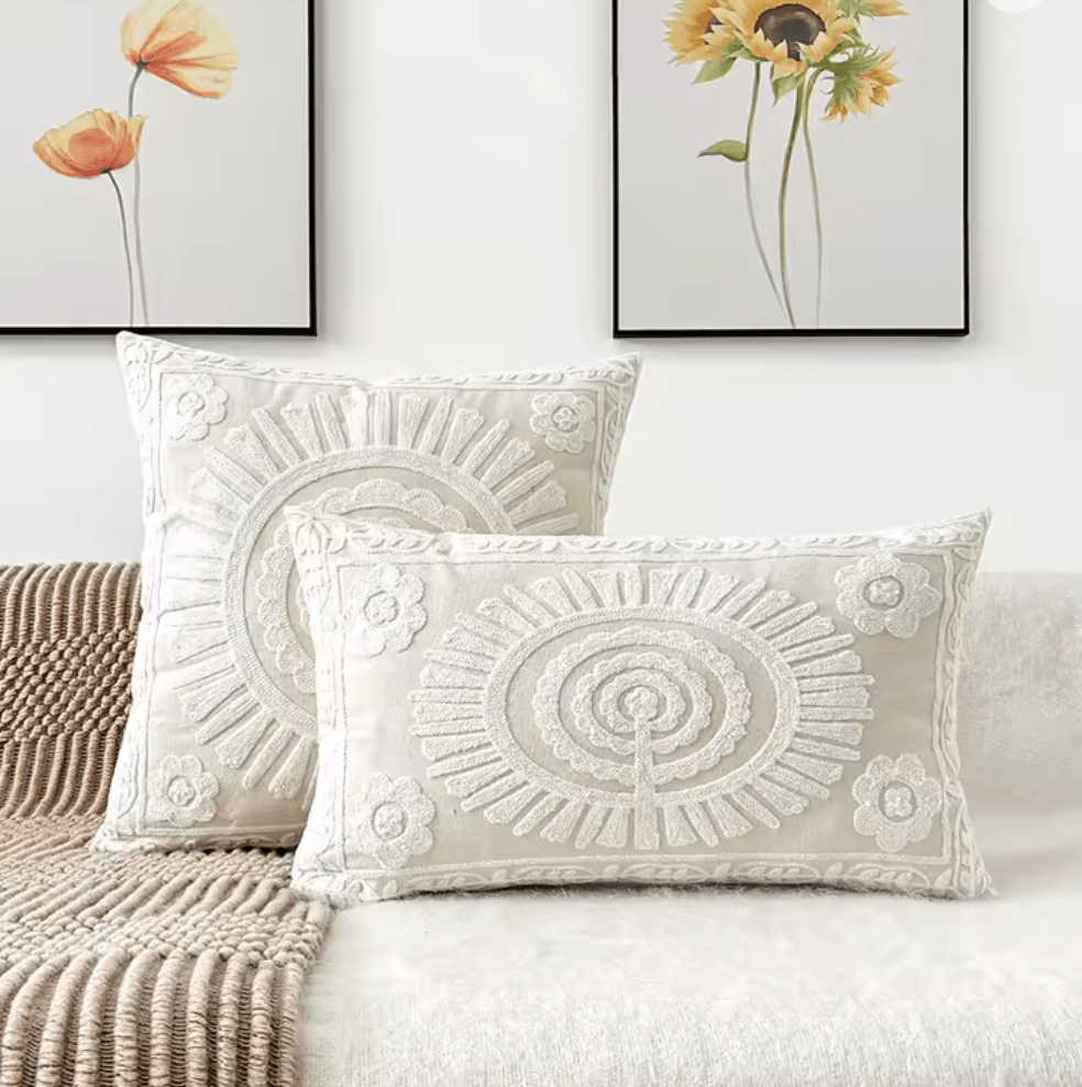 Tree Of Life white embroidered cushion pillowcase - Dress By Vicky