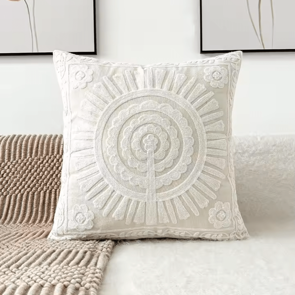 Tree Of Life white embroidered cushion pillowcase - Dress By Vicky