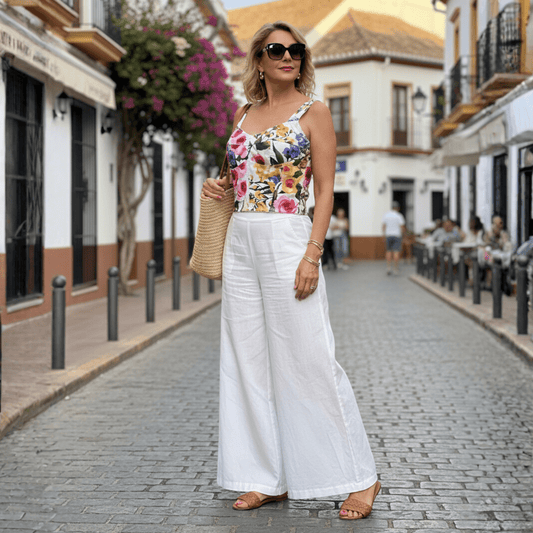 White floral print cotton bustier top - Dress By Vicky