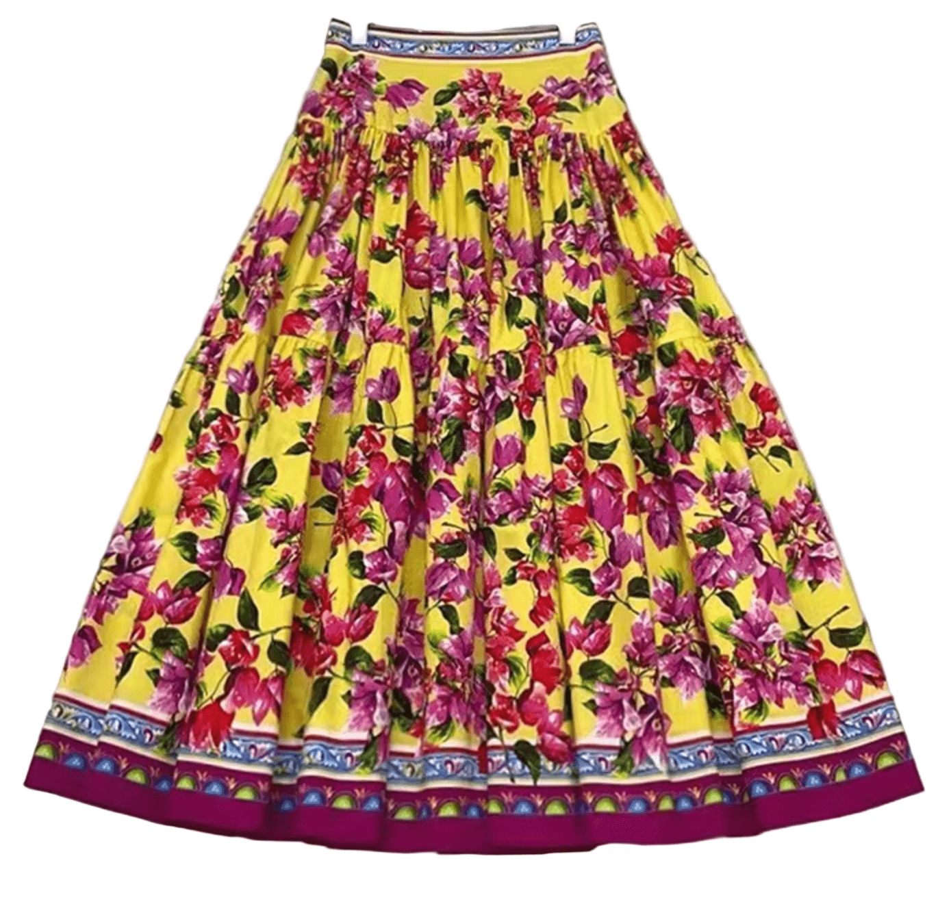 Yellow Floral Cotton Maxi Skirt - Dress By Vicky