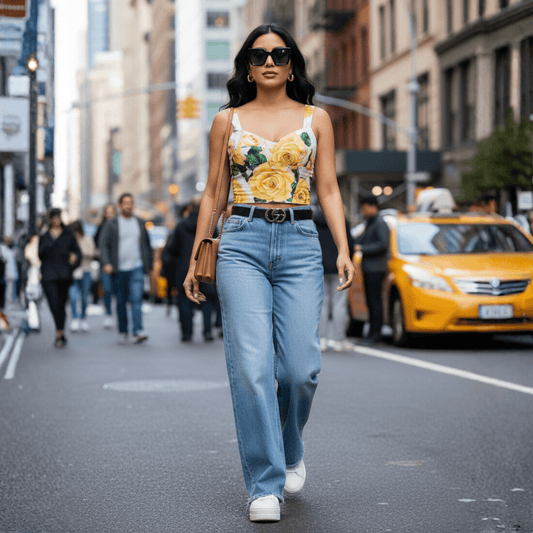 Yellow Roses floral print cotton bustier top - Dress By Vicky