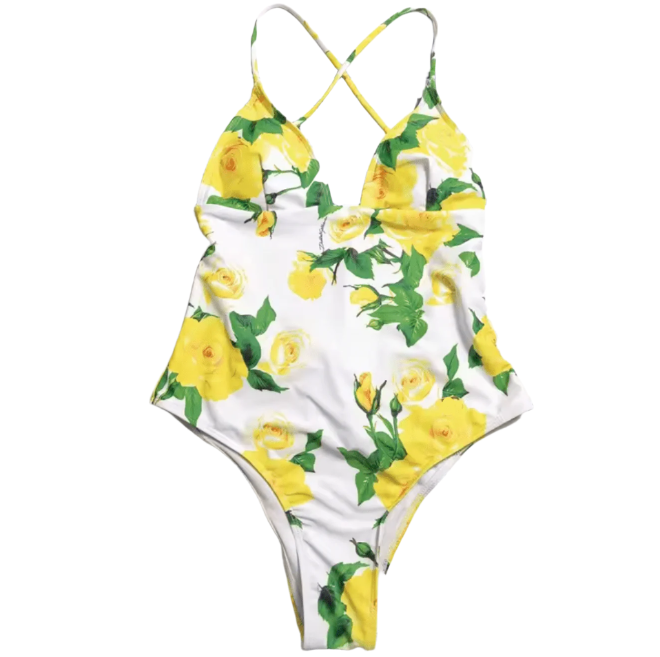 Yellow roses print one piece swimsuit - Dress By Vicky