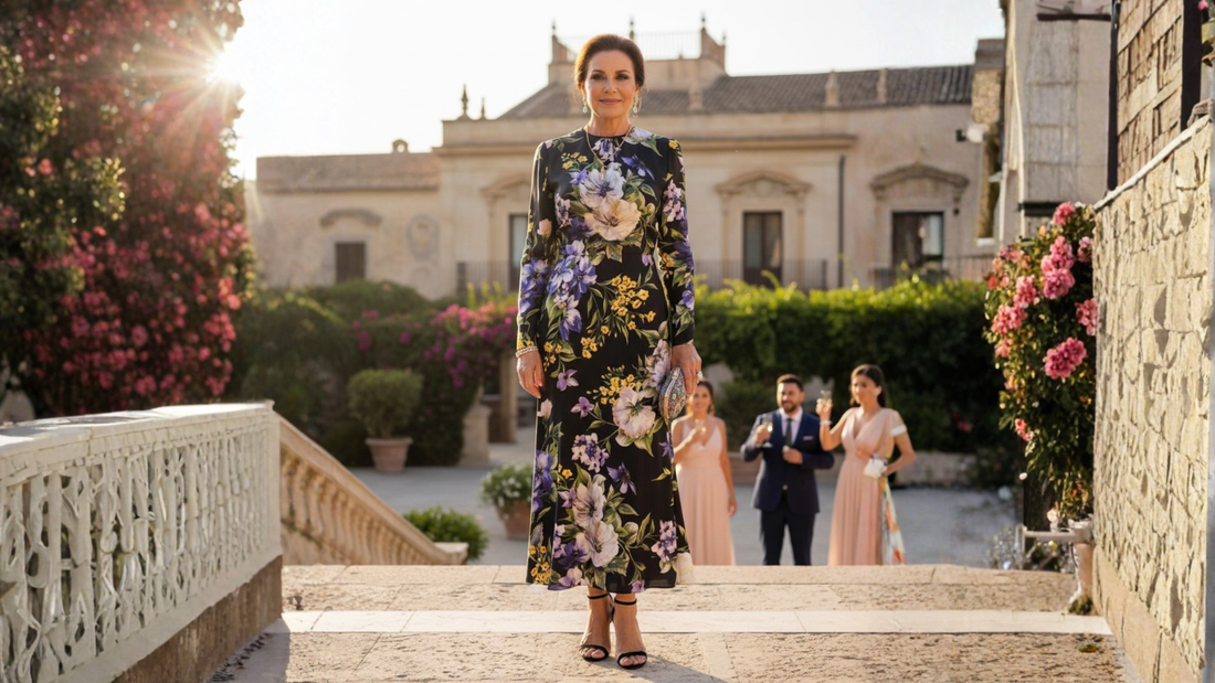 midi silk floral dress for destination wedding