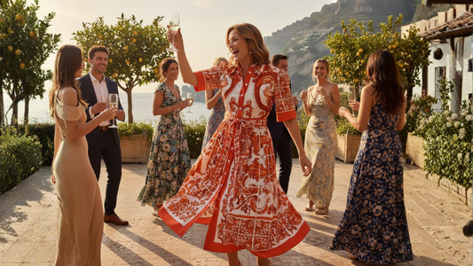 orange majolica midi shirt dress for destination weddings and travels