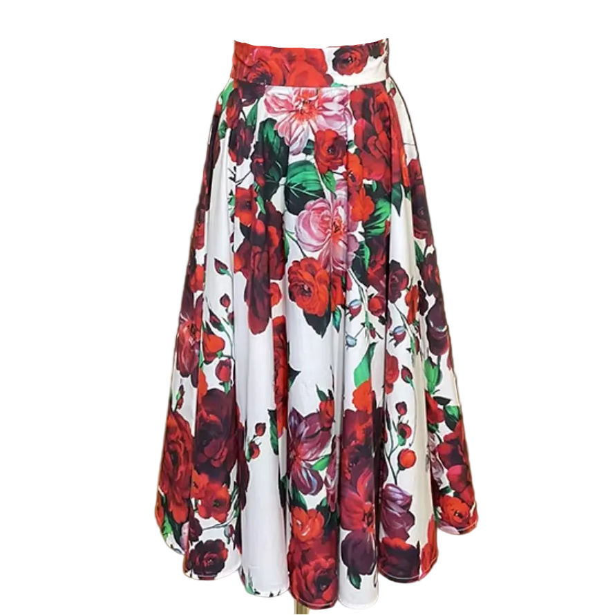 Floral Midi Cotton Skirt