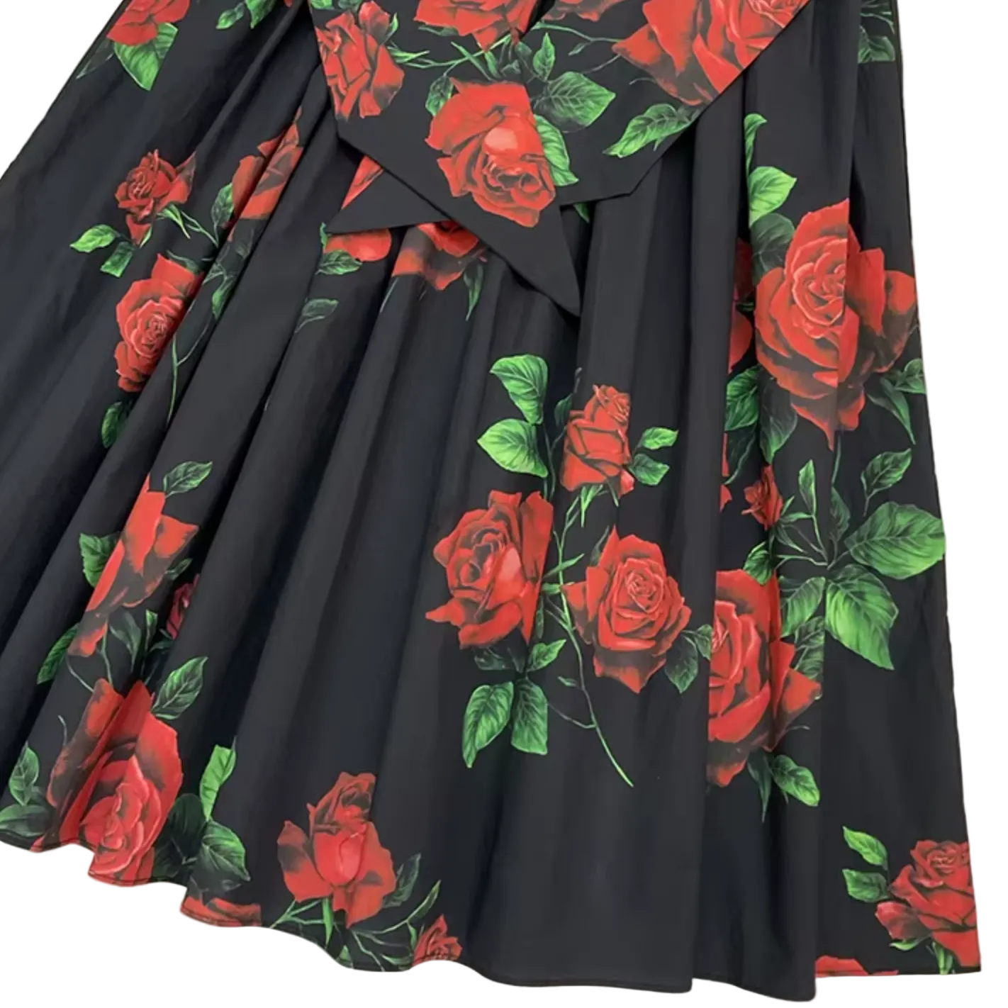 Oranges Baumwoll-Midiriederkleid mit Majolika-Muster und Schleifengürtel