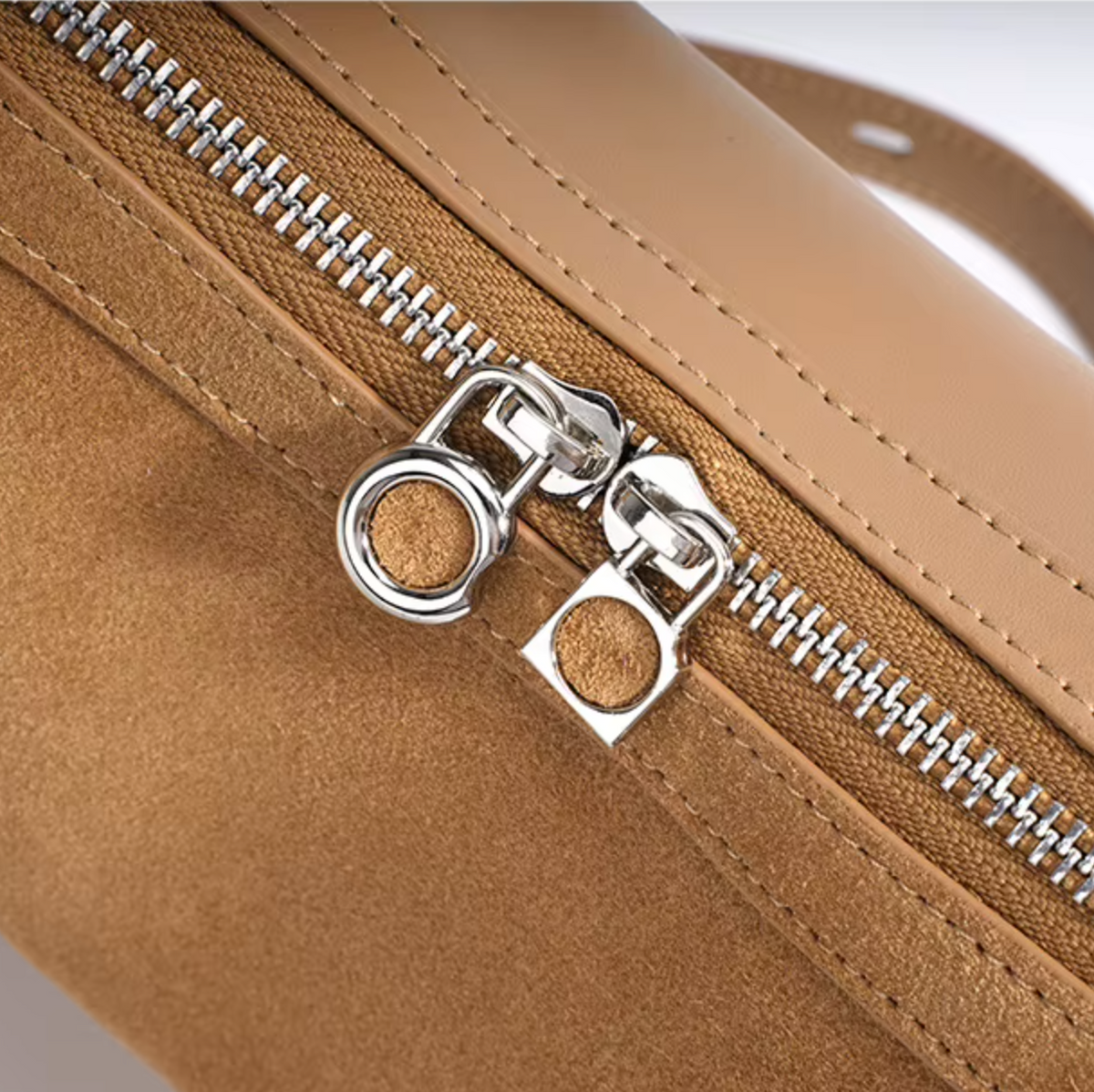 Suede & Leather Crescent Bag