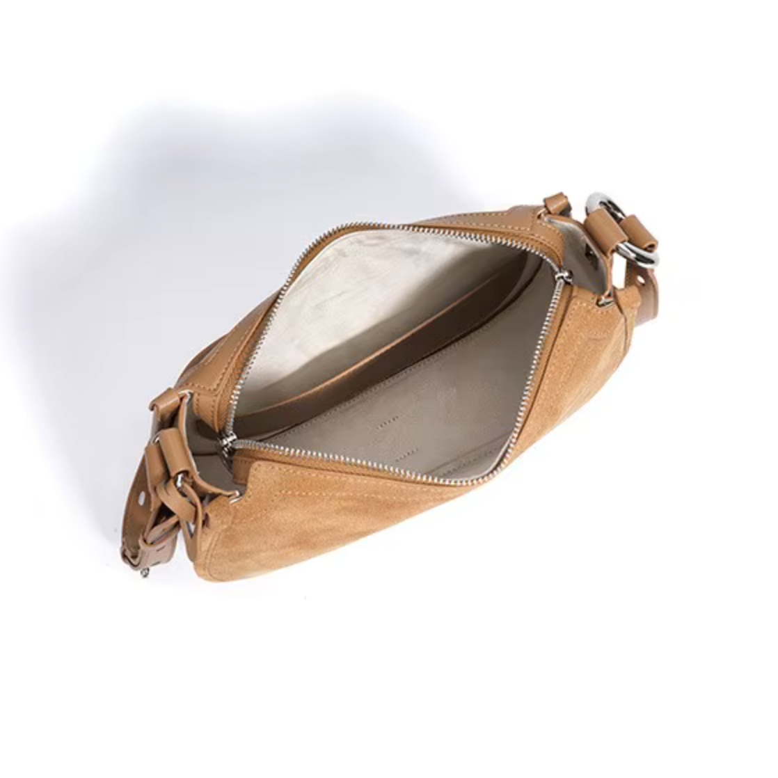 Suede & Leather Crescent Bag