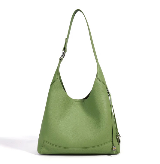 Leather Hobo Shoulder Bag with Inner Zip Pouch