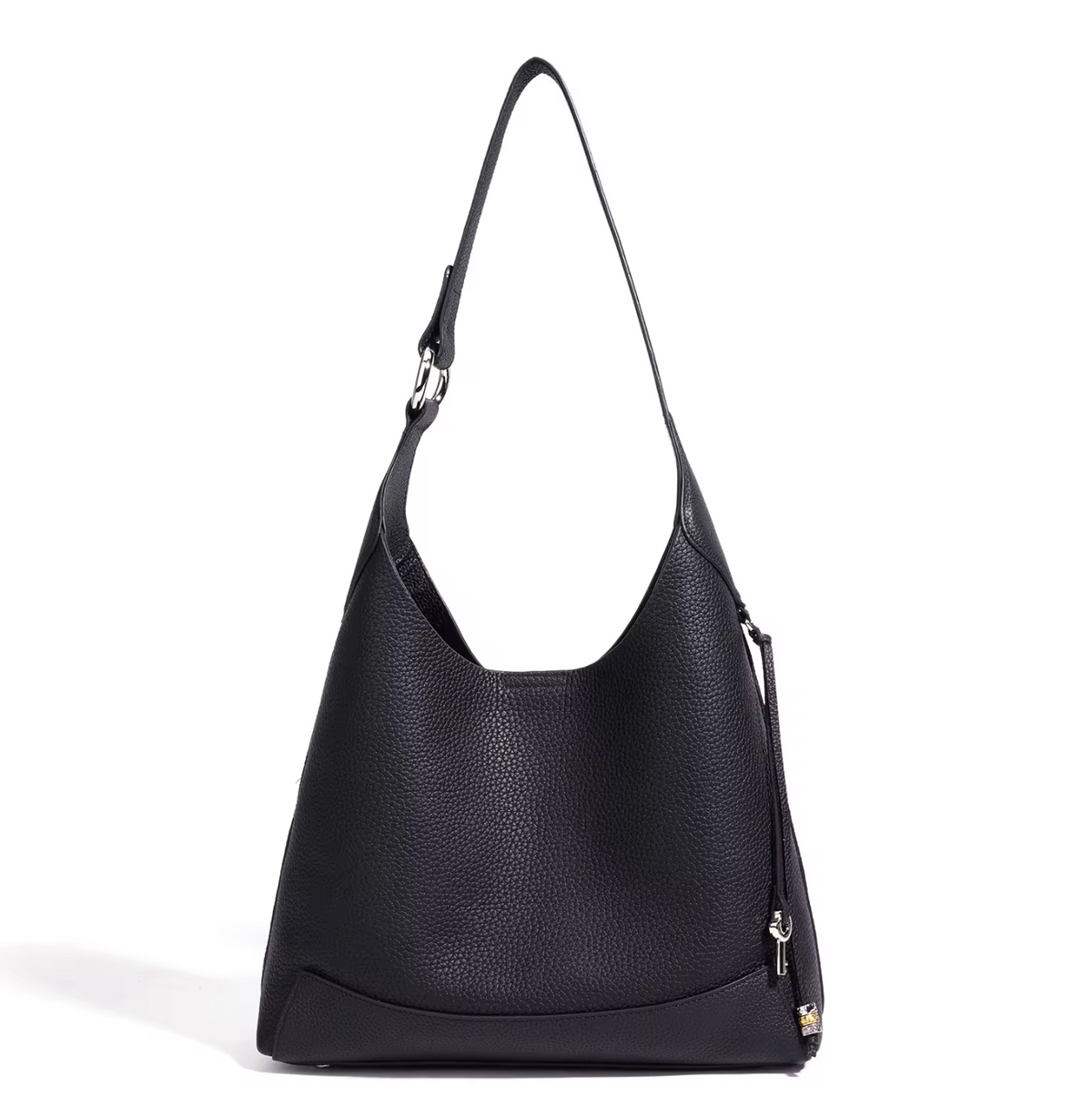 Leather Hobo Shoulder Bag with Inner Zip Pouch
