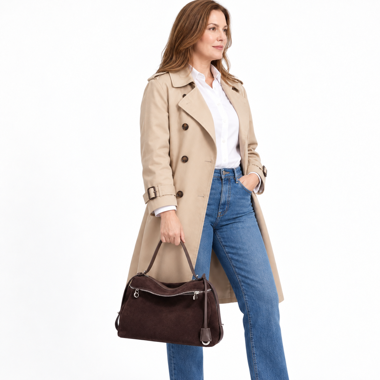 3-Way Suede Top Handle, Shoulder & Crossbody Bag