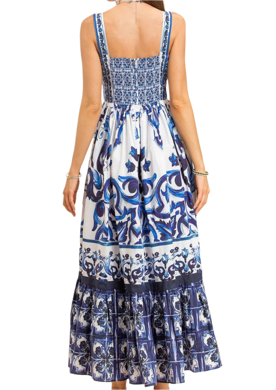 Maxi charm in Majolica print cotton dress Dress By Vicky Maxi charm in Majolica print cotton dress Dress By Vicky