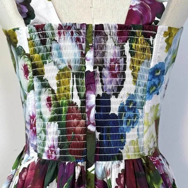 47 Handmade Italian designer Georgina print push up cotton dress, runway dress, summer dress, floral dress, dolce vita dress, Sicily dress - Dress By Vicky