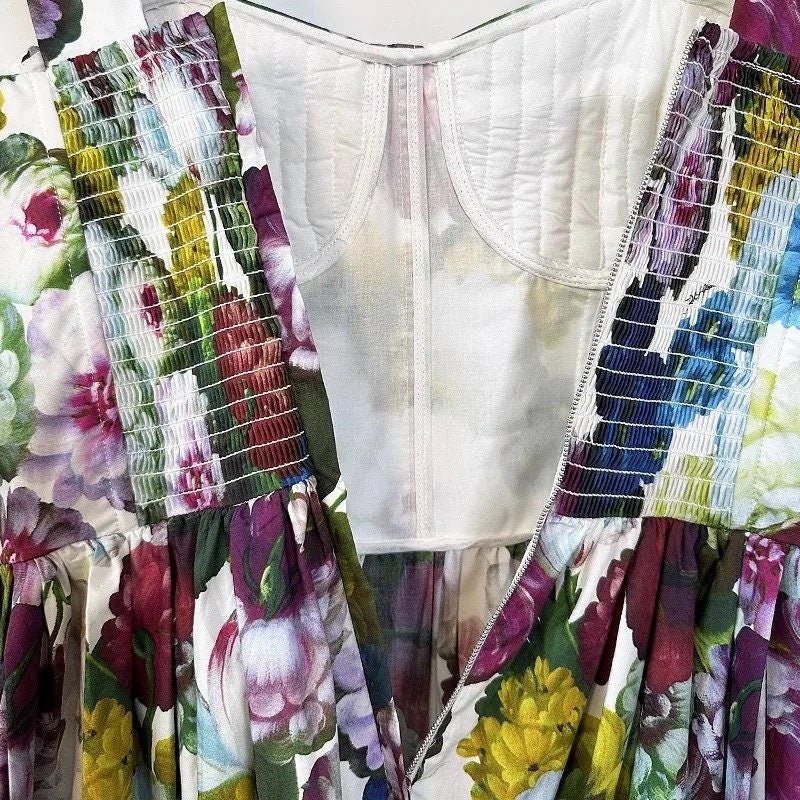 47 Handmade Italian designer Georgina print push up cotton dress, runway dress, summer dress, floral dress, dolce vita dress, Sicily dress - Dress By Vicky