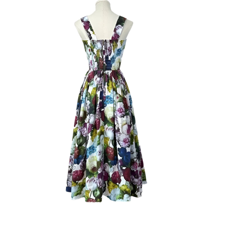 47 Handmade Italian designer Georgina print push up cotton dress, runway dress, summer dress, floral dress, dolce vita dress, Sicily dress - Dress By Vicky