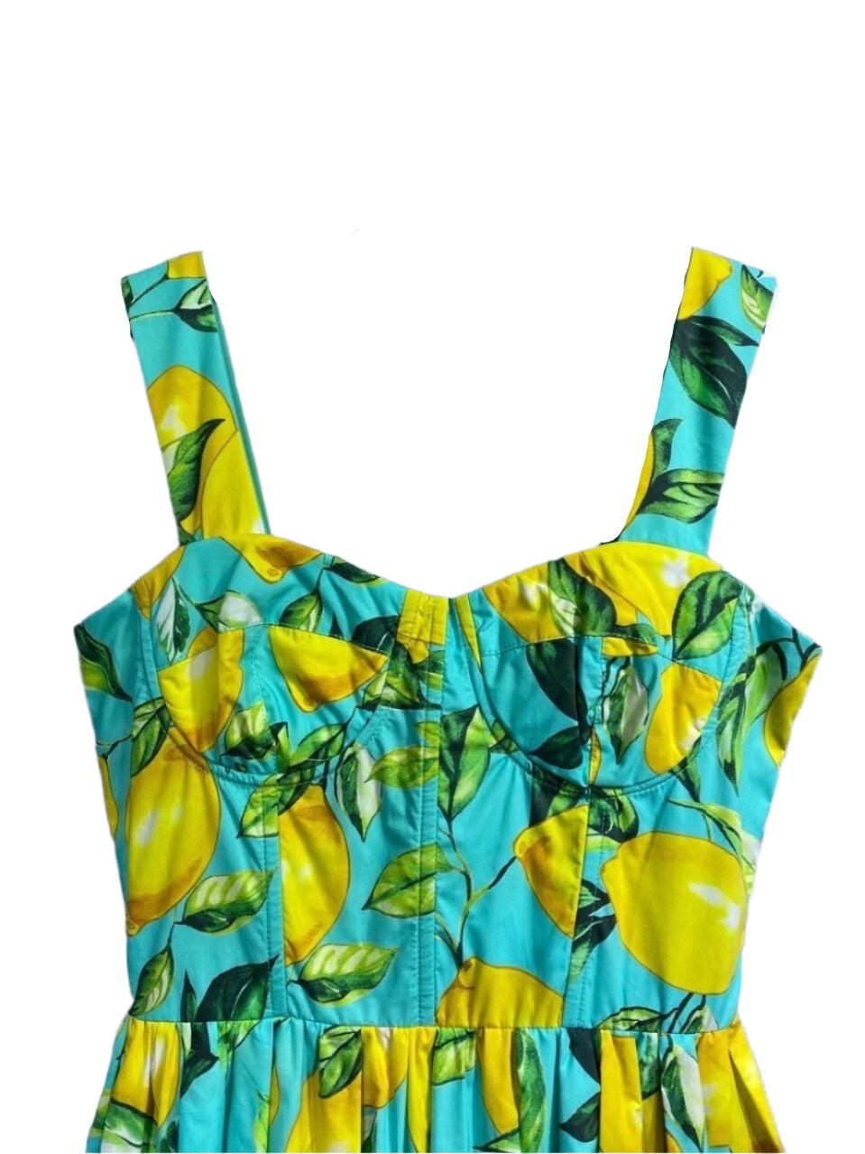 OUTLET: Luxury Blue Sicily Lemons print push up 100% cotton dress, SIZE XS - Dress By Vicky OUTLET: Luxury Blue Sicily Lemons print push up 100% cotton dress, SIZE XS - Dress By Vicky