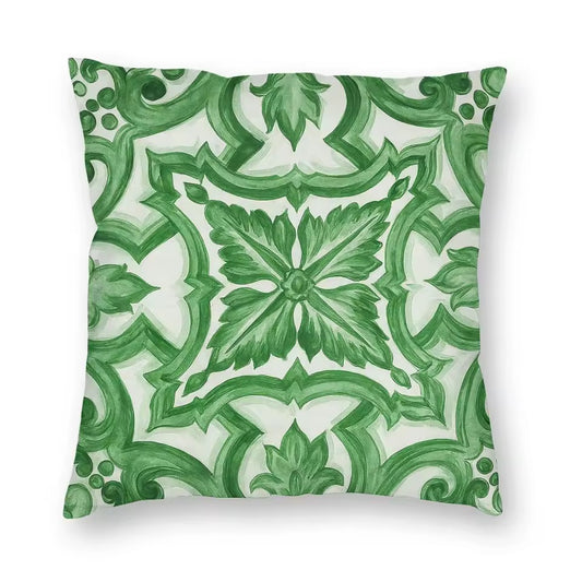 Porcelain majolica green cushion pillowcase